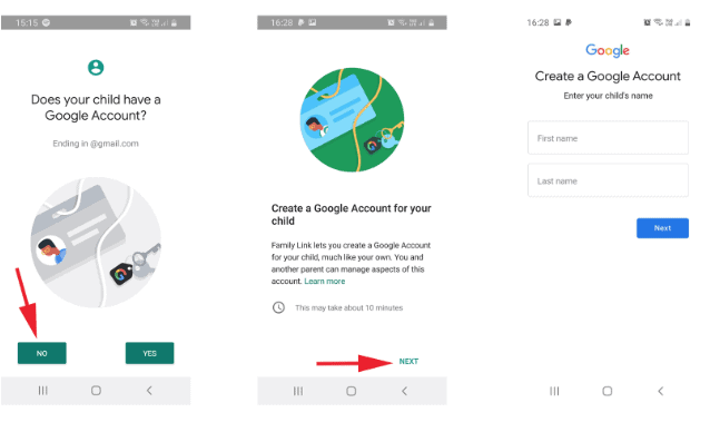 Android Child Google Account