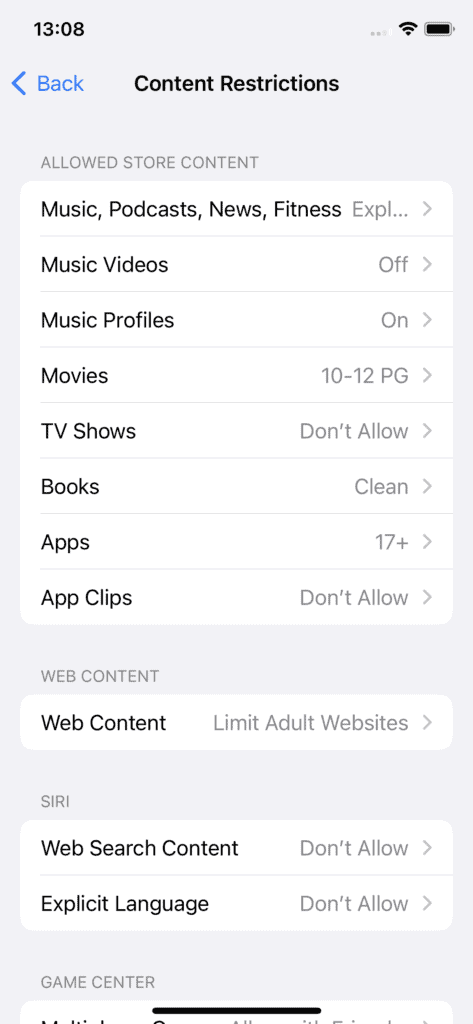 Content Restrictions